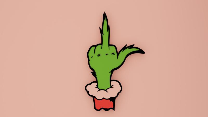 Green Hand Grinch Style Keychain - Funny and Original 3D Model