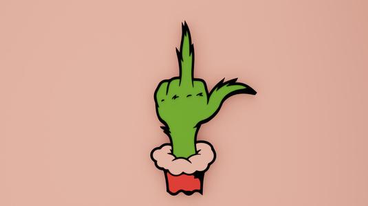 Green Hand Grinch Style Keychain - Funny and Original 3D Model