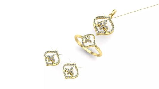 diamond ring pendant earring set