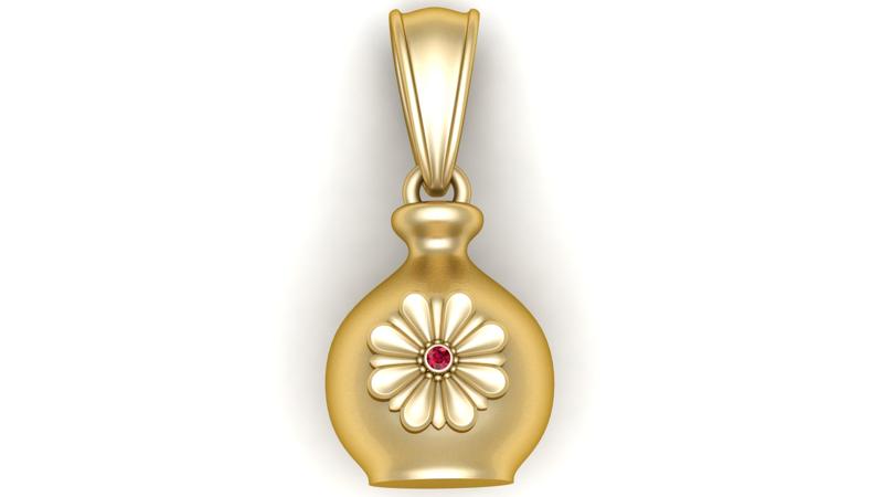 Gold Bottle-Shaped Pendant – 3D Printable Jewelry