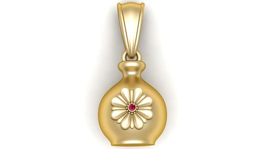 Gold Bottle-Shaped Pendant – 3D Printable Jewelry