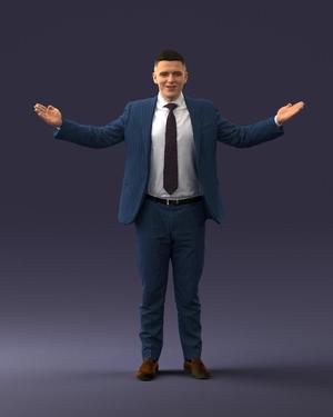 000297 Businessman in Blue Suit with Open Arms 1016