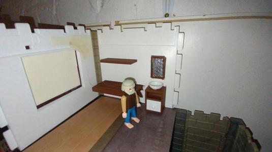 Playmobil monastery, barracks, castle wall with washbasin,Kloster, Kaserne, Burgmauer mit Waschbecken,Monasterio de Playmobil, cuartel, muralla del castillo con lavabo, Steck system
