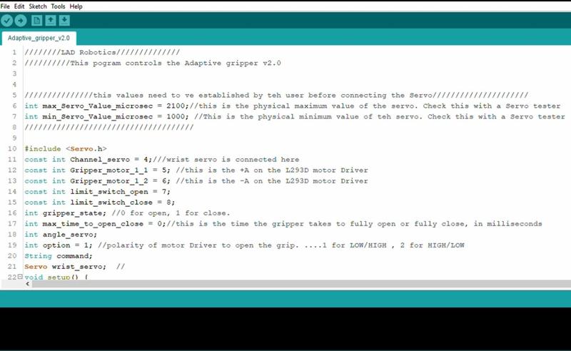 IMPROVED ADAPTIVE GRIPPER V2.0 COMPLETE KIT (WITH ARDUINO CODE)