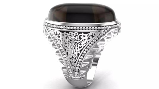 Yemeni Agate Aqeeq Turkish Style Engraved Men Ring