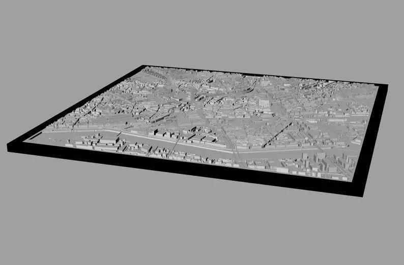 3D Nantes Map City Art Landmark Model of Nantes Skyline 3D Art