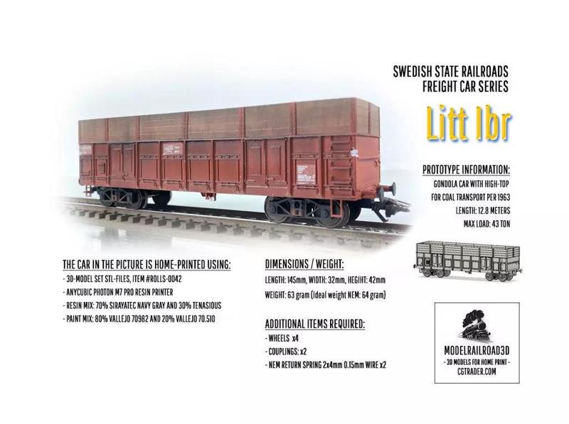 ROLLS-0050 SJ Gondola car Litt Ibr in H0-scale