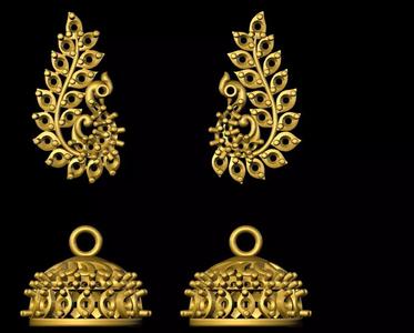 jumka peacock earring set in gold