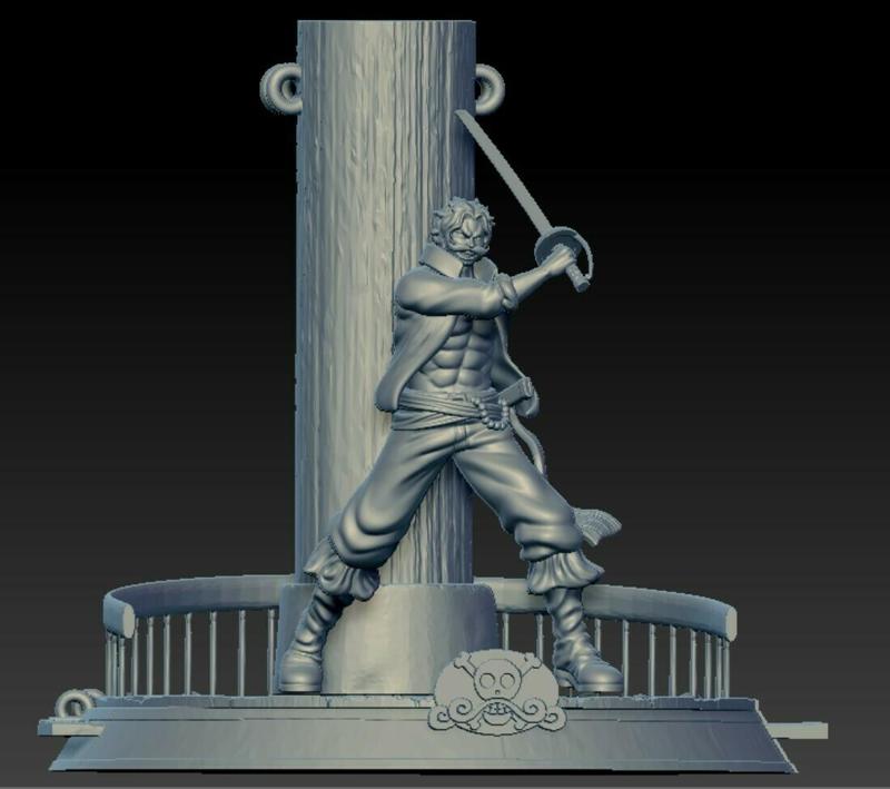 diorama one piece + FIGURINE Gol.D roger