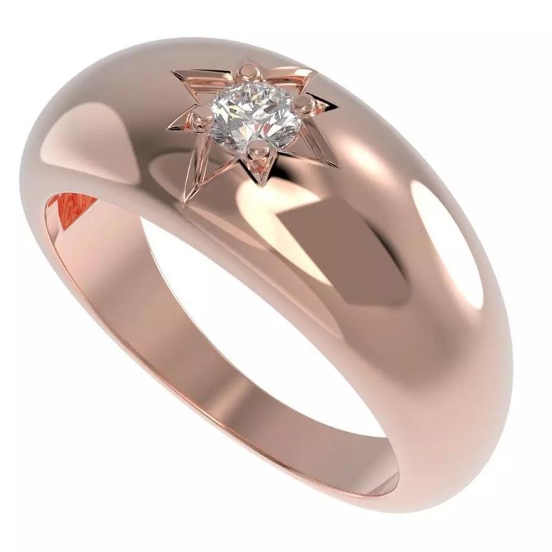 Star dome ring with diamond