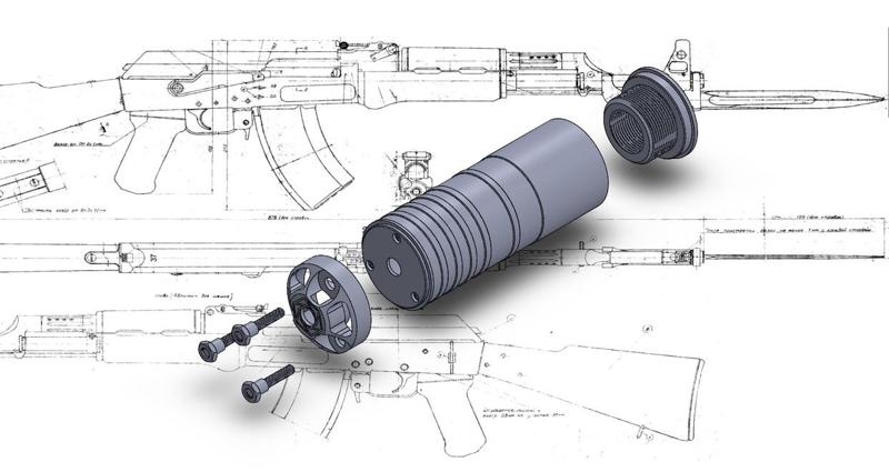 HEXAGON SILENCER - SOLID 3D MODEL (M24X1,5RH)