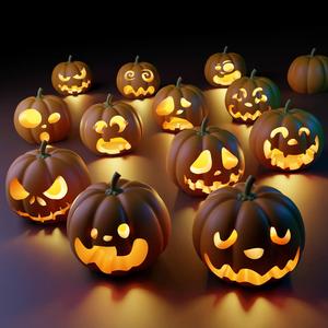 Jack O Lantern Pumpkins Set
