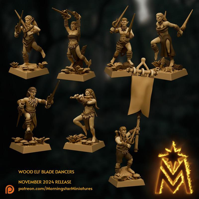 Wood Elf Blade Dancers | 32mm Scale Presupported Miniatures