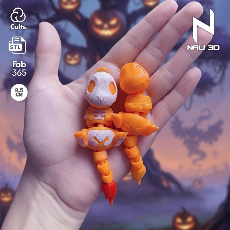 HALLOWEEN CHARMANDER SKELETON SKELETON FLEXI : 3MF MULTICOLOR + KEYCHAIN : PLACE AND PRINT