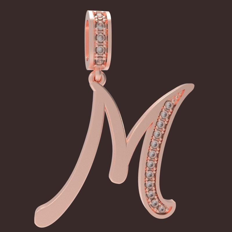 INITIAL "M" DIAMOND PENDANT