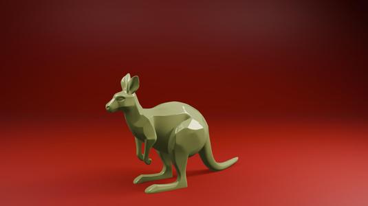 Low Poly Kangaroo – Polygon Style STL Model for 3D Printing v2