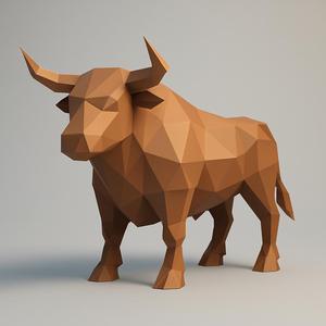 Low Poly Bull 3D STL – Geometric Polygon Animal Sculpture