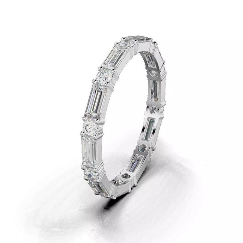 Women ring with round and baguette stones 02