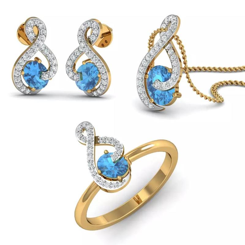 Women Ring Pendant Earring 3dm STL Render Details