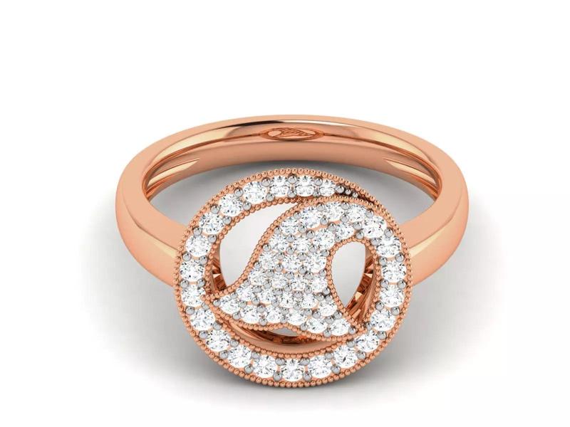 Shark Fin Diamond Ring 3dm render detail