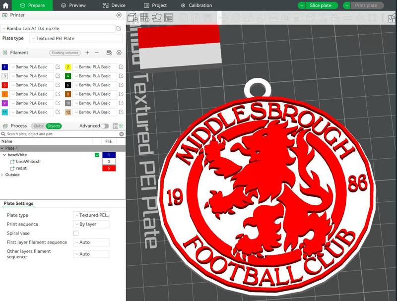 Premier League Middlesbrough keychan badge printable and renderable