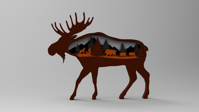 3D Printed Moose Template: 5 Layer Decorative Design