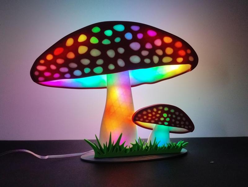 Fly agaric mushroom (amanita muscaria) lamp RGB (wall and shelf lamp)