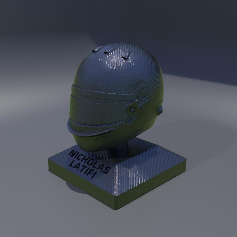 Nicholas Latifi Formula 1 racing helmet with stand