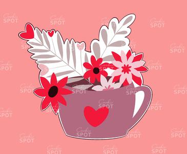Cup with Flowers Valentine Cookie Cutter