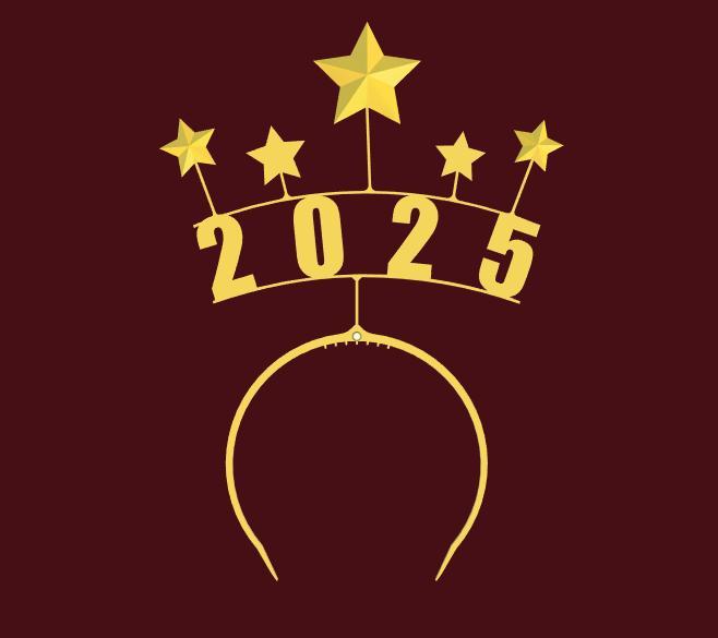 Happy New Years 2025 Bobble Stars Hairband
