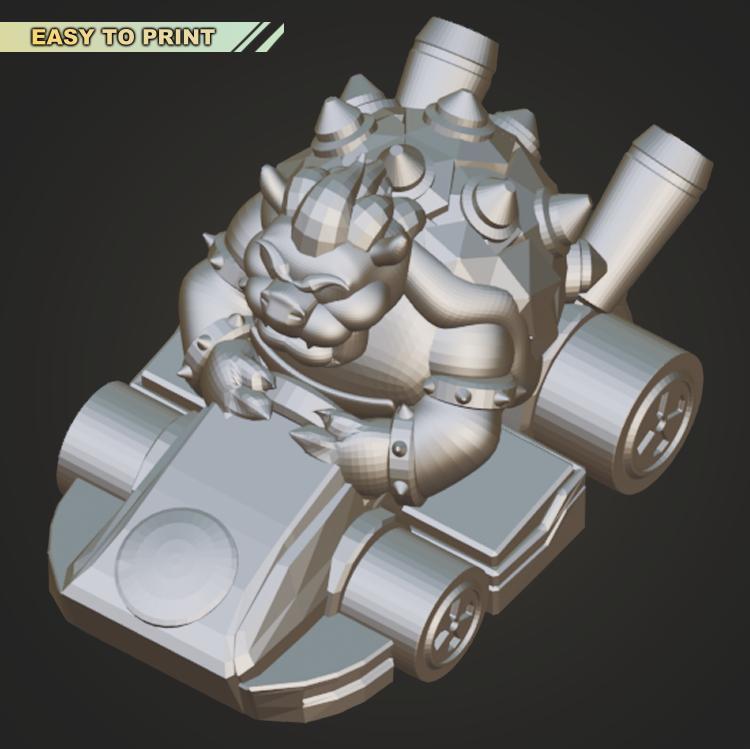 Mario Kart - Bowser - (EASY TO PRINT - NO SUPPORT)