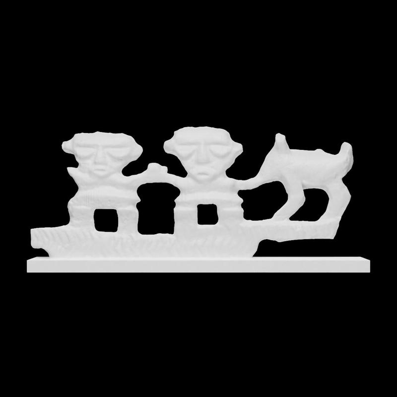 Two figures and a quadruped