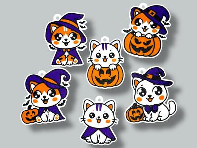 Pumpkin Witch Kitty Keychain