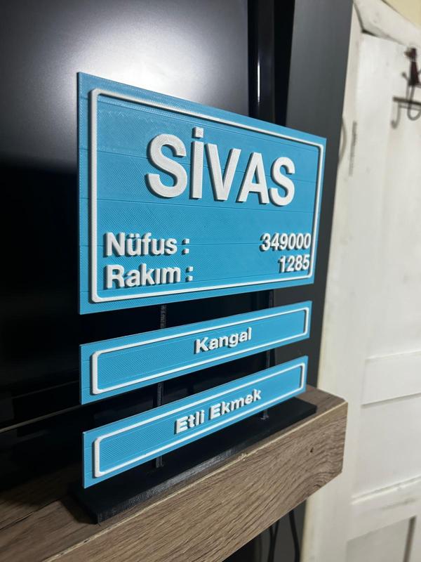 Sivas City Entrance Sign 3D Model – Desktop Ornament / Scale Model Souvenir