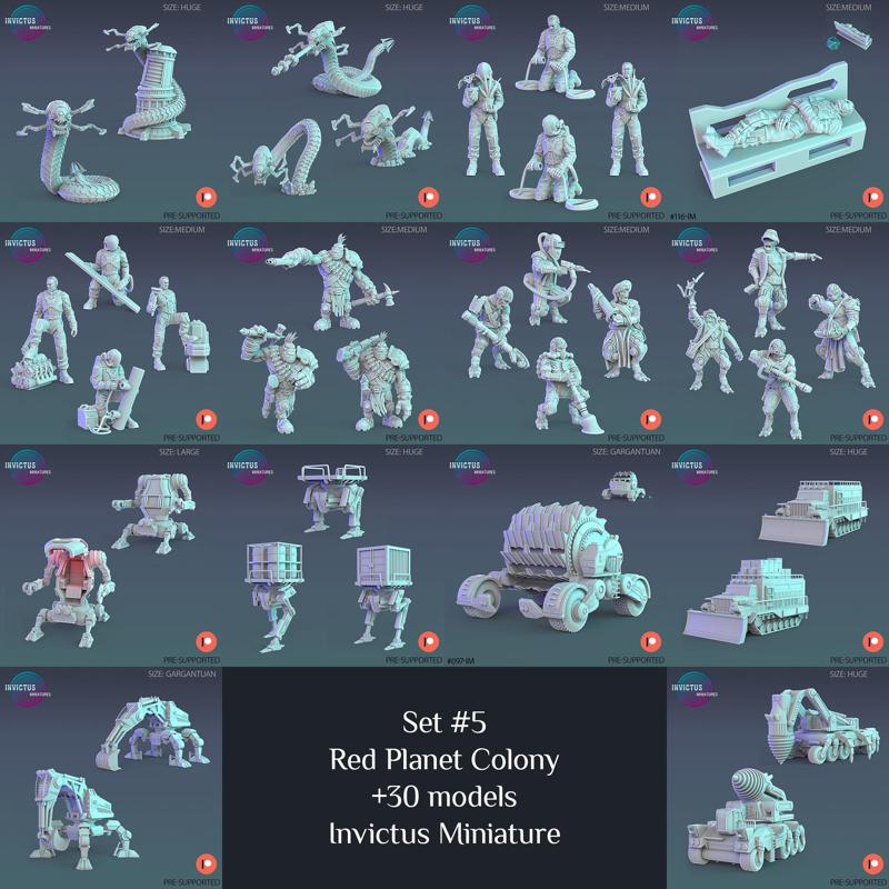 Red Planet Colony Set / Mars Explorer Settlement / Worker Encounter / Pre-Supported