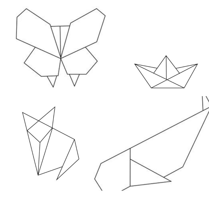 simple geometric line animals