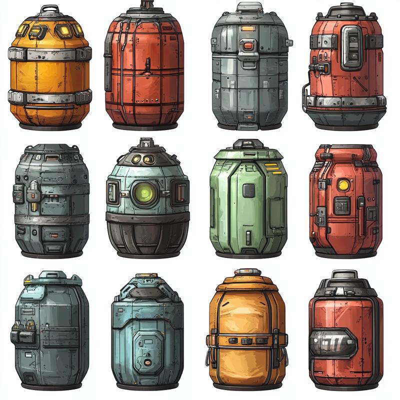12 Sci-Fi Cargo Canisters STL - 3D Print Minis
