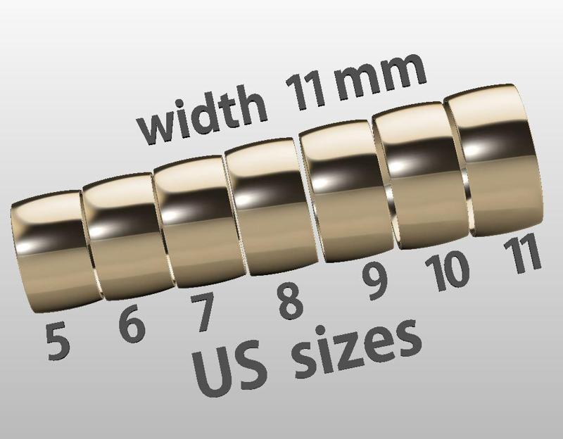 comfort WEDDING ring 11mm Printable jewelry STL 7 US sizes