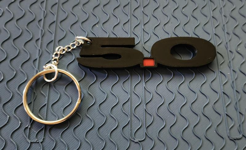 Two-Color Mustang 5.0 Keychain