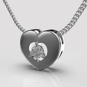 Jewelry pendant heart with diamond 01ct Printable STL