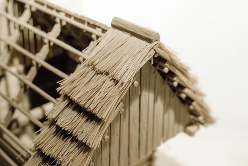 Straw roof thatching system for log house, cabin, cottage, etc.
