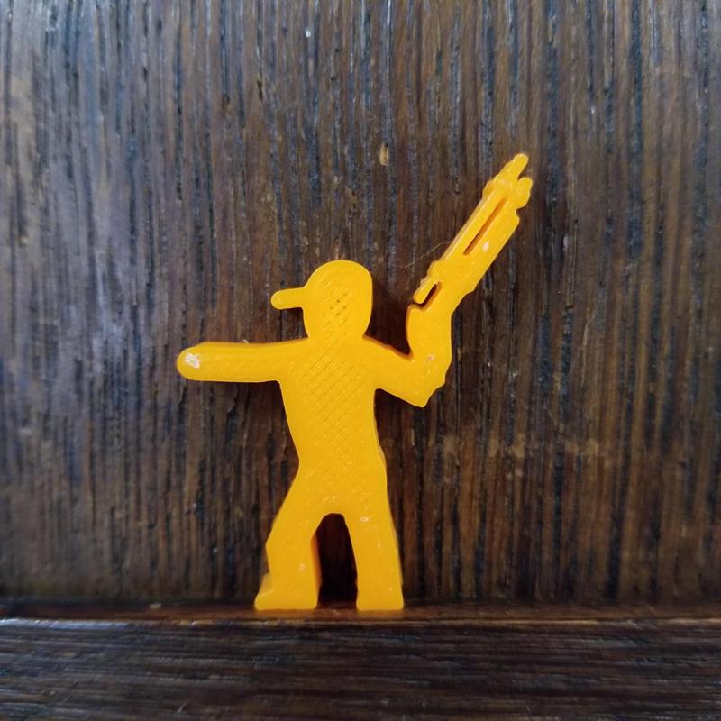 Gesturing Survivor Meeple With Shotgun