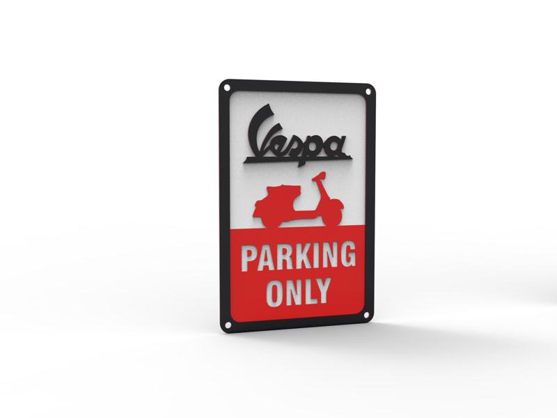 VESPA PARKING ONLY PLATE - ART RETRO (3 LAYERS PRINTING)