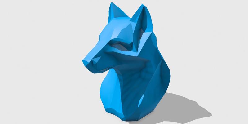 Majestic Wolf Papercraft Bust – Printable 3D Low Poly Decor