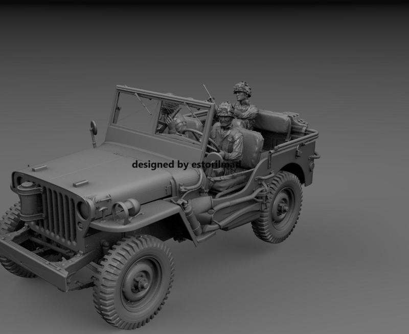 WW2 JEEP CREW AMERICAN JEEP WILLY PARATROOPER DRIVERS