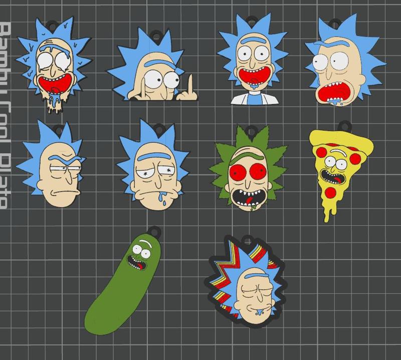 STL Rick and Morty Pack (10 Keychains)🔑