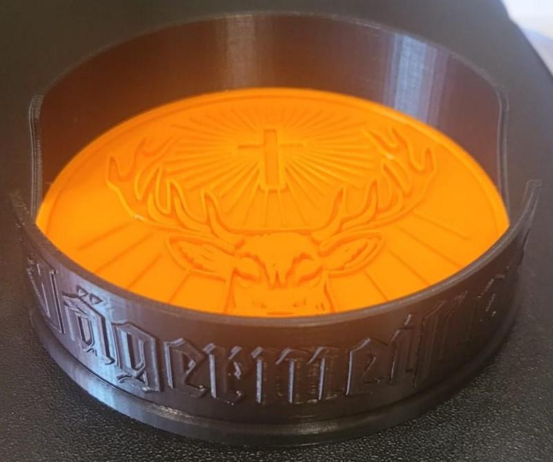 8x Jägermeister coasters + storage box