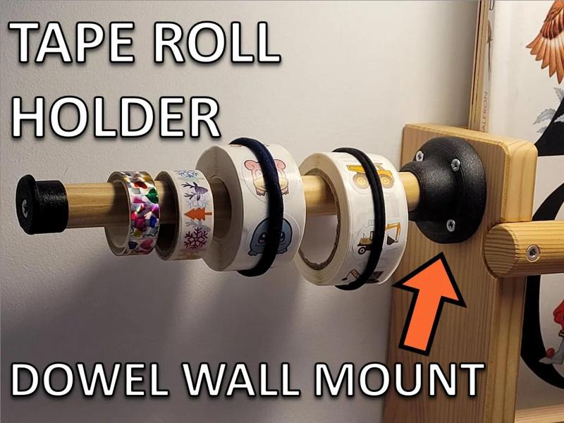 Tape Roll Holder - Dowel Wall Mount   