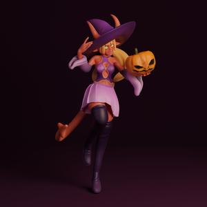 Plum, Pumpkin Spice Tiefling Witch