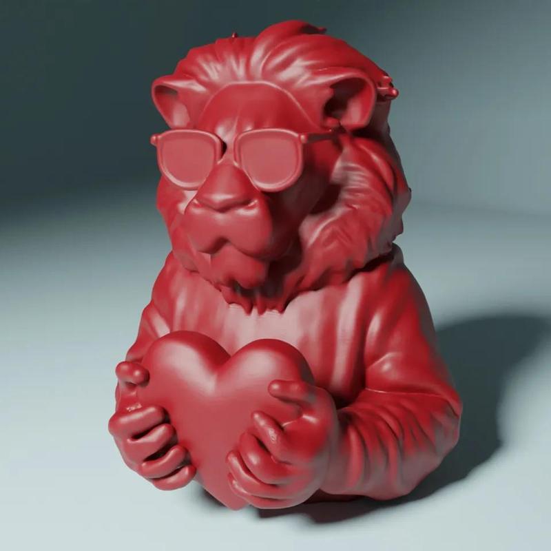 Valentine Day - Cool Lion holding a heart   